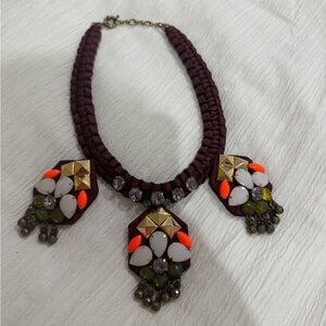 J. Crew Purple and Gold Statement Necklace